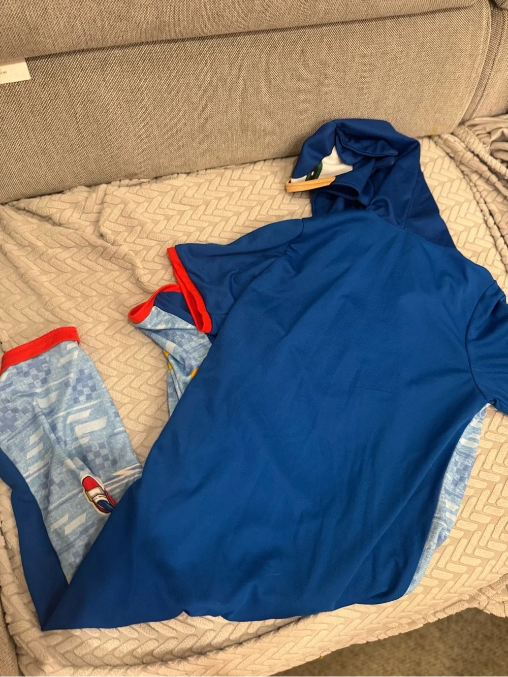 Blue Sonic the Hedgehog Kids One-Piece Hoodie Pajama